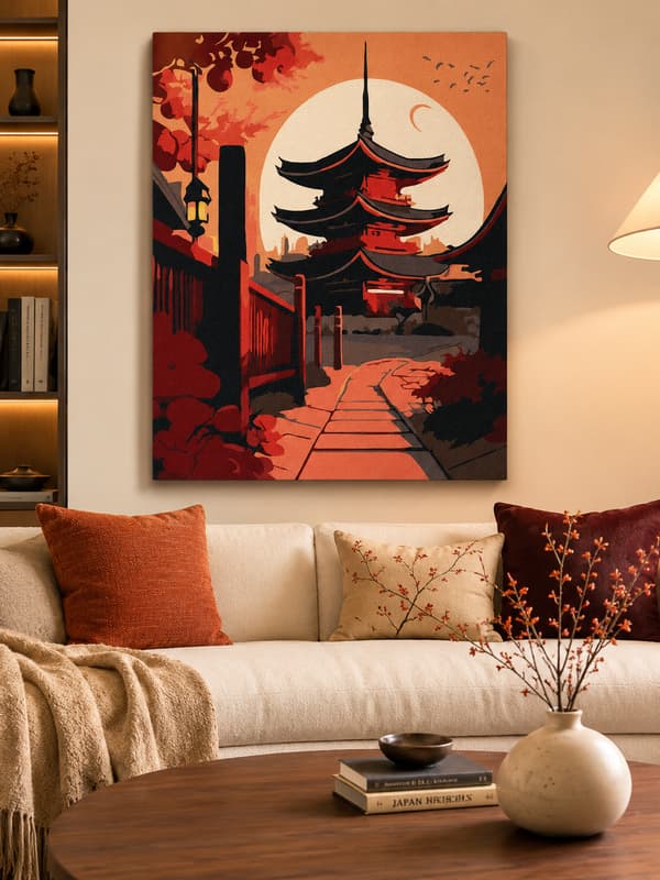 Målning med siffror med ram Asiatiskt landskap 40x50 cm