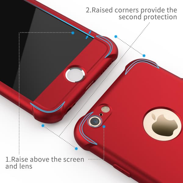 RØDT ETUI TIL IPHONE 6/6S 4,7' 2x HÆRDET GLAS