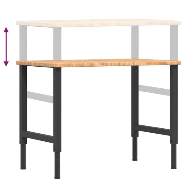 vidaXL arbejdsbord lysebrunt 100x60x(71,5-98) cm egetræ