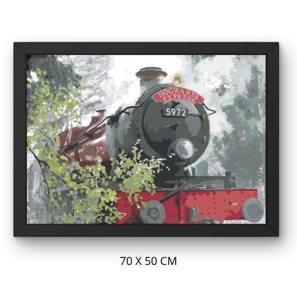 Måla efter nummer-bild med ram Hogwarts Express på vägen 70x50 cm