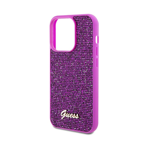 Guess Disco Metal Script - iPhone 14 Pro-skal (Fuchsia)
