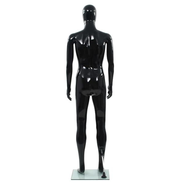vidaXL herremannequin med glasbase blank sort 185 cm