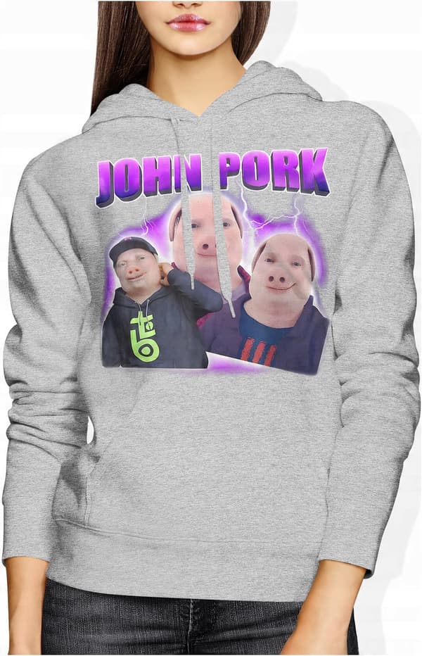 JOHN PORK MEME VIRALSWEATSHIRT SJOV DAME MEMORY PIG M