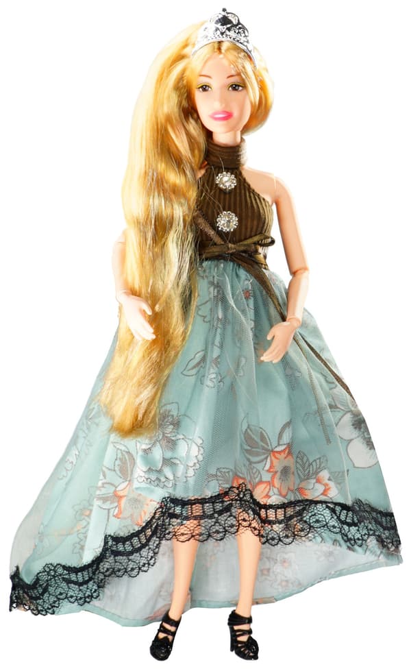 Prinsessan Anbibi docka med krona och blommor extra långt hår