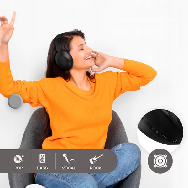 PowerLocus Orion Sorte Trådløse Bluetooth Hovedtelefoner MikroAUX Etui 70 timer