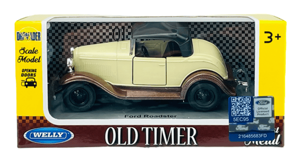 Welly OLD timer Ford modell A roadster med tak beige 1:34 98875