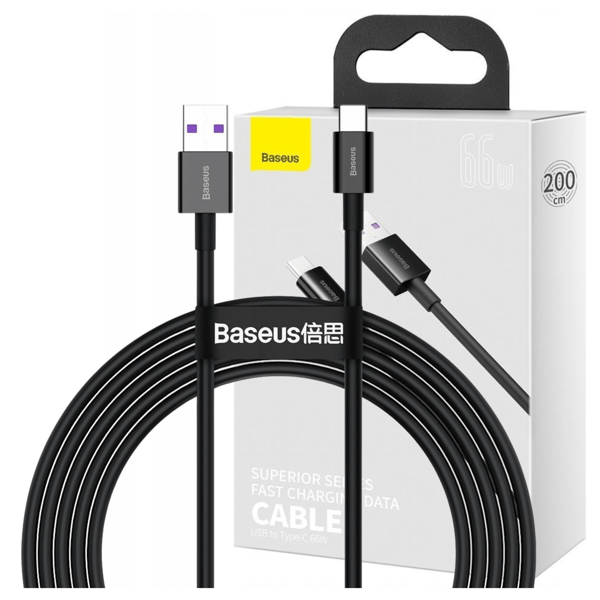 Baseus Superior -sarjan USB-C-kaapeli, 66W, 2m (musta)