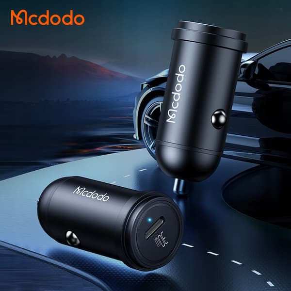 MCDODO HURTIG BILOPLADER TIL USB-C TELEFON LED + LIGHTNING-KABEL