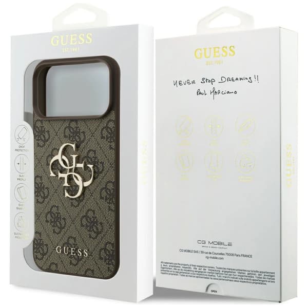 Guess 4G stort logo-cover til iPhone 17 Pro Max - brun