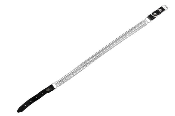Halsband Läder Trippelkedja 58-66cm Silver