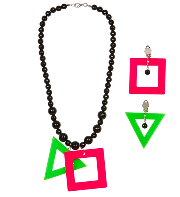 80-tals neon disco örhängen halsband set