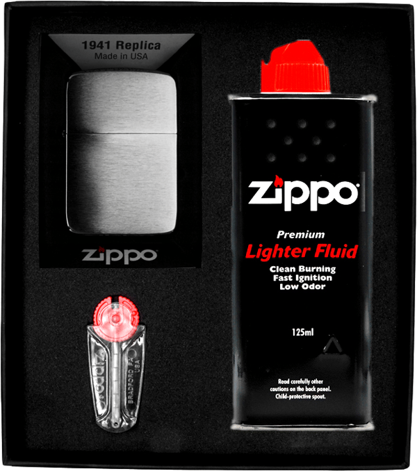 ZIPPO Lightersæt REPLIKA BØRSTE KROM Gave nr. 1