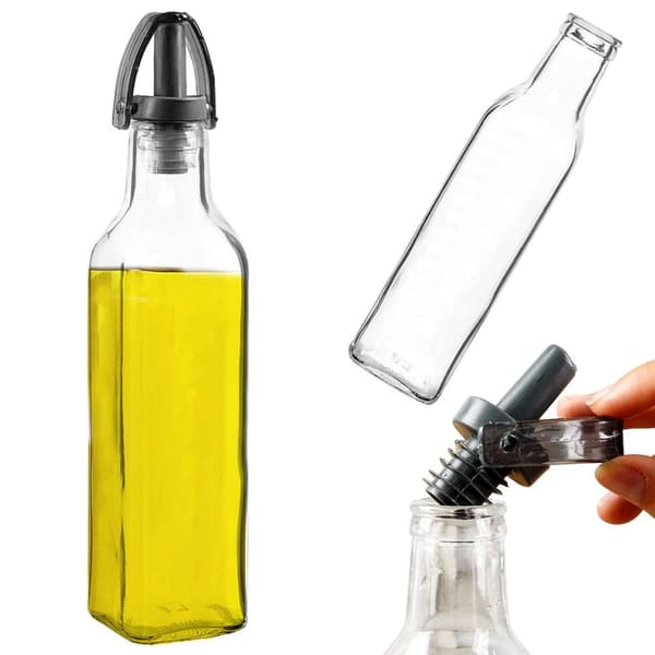 Lasinen pullo öljyä ja etikkaa varten pumppu 250 ml