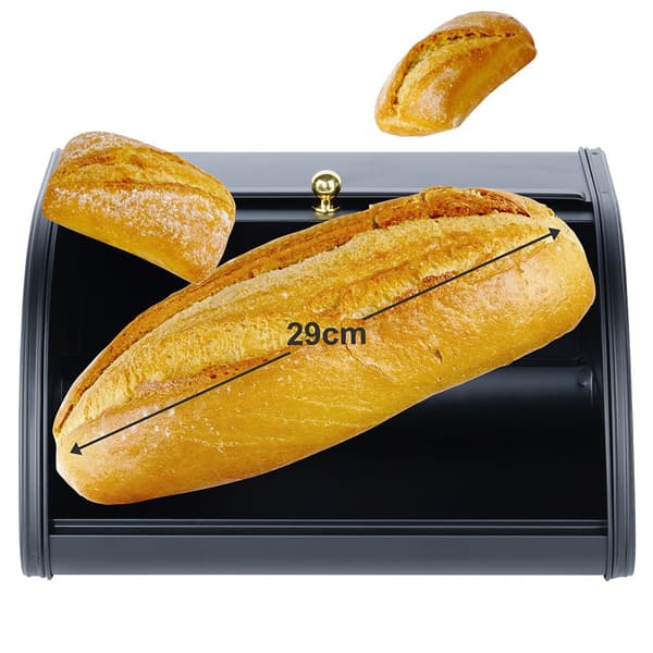 Sort metal brødboks 30x26,5x17 cm