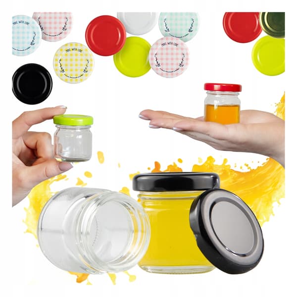 10x GLAS 40ml Til Krydderier HONNING Marmelade Bryllup Mini Glaskrukker