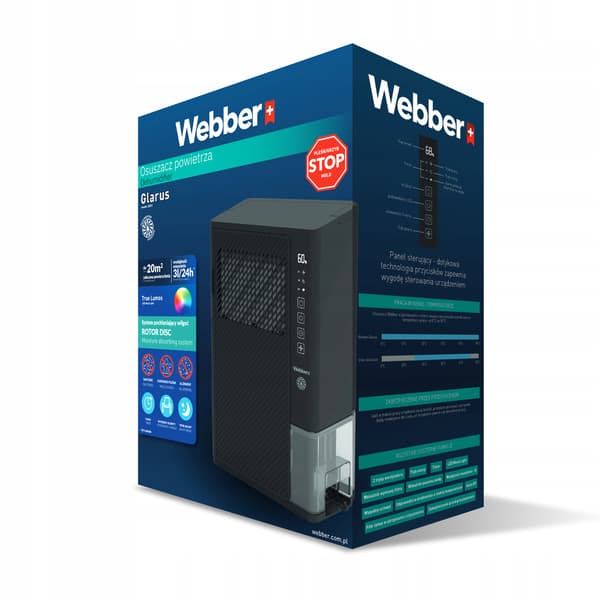 Webber DEX 1 luftaffugter 3 l / 24 timer lydløs HEPA LED 20 m² D