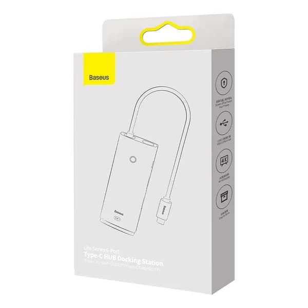 Baseus Lite Series 6-i-1 hub USB-C til 2x USB 3.0 + USB-C + HDMI + SD/TF (sort)