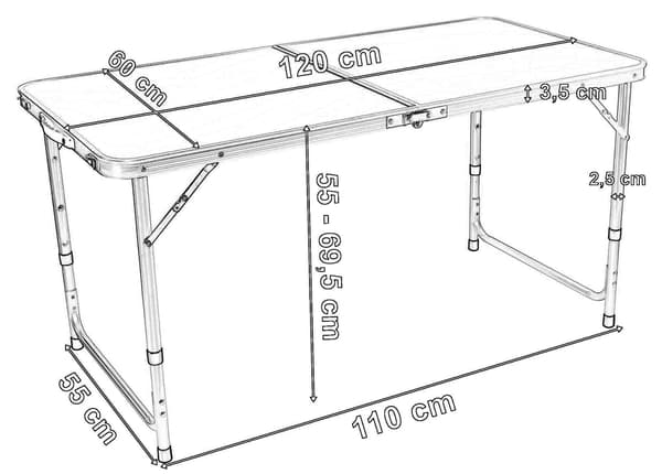 TRIP foldbart campingbord 120x60 cm sort træ sort