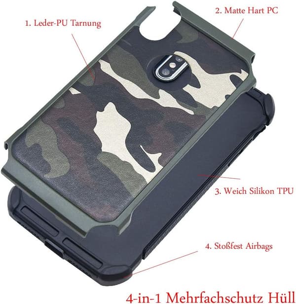 ARMOR ETUI TIL APPLE IPHONE XS/IPHONE X FORSTÆRKET CAMO + HÆRDET GLAS