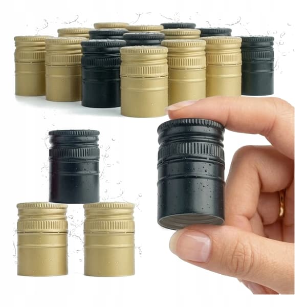 100X PITKÄÄ PULLOKORKIA 31,5 x 44 ALUMIINISET ALKOHOLIKORKIT