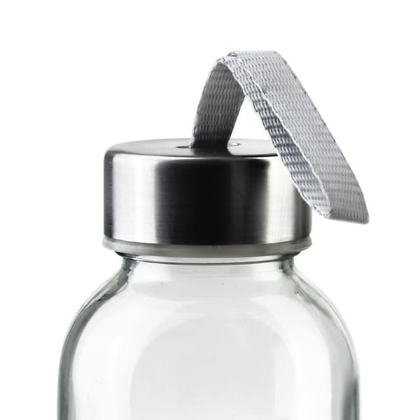 Sort glasvandflaske med etui 490 ml