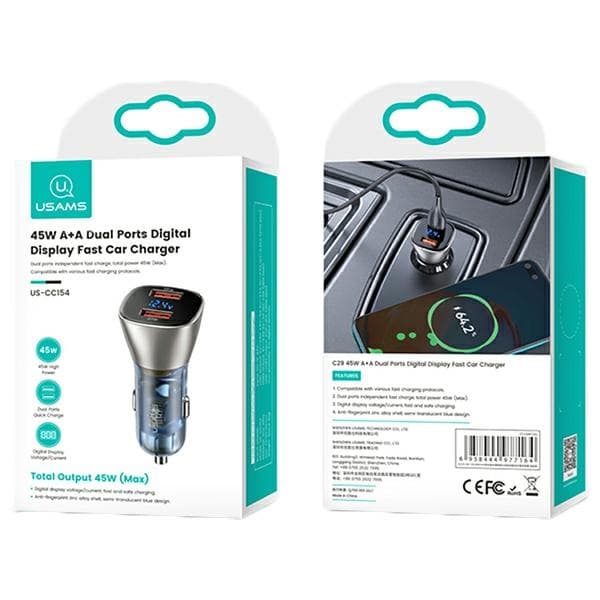 USAMS Biloplader C29 45W 2xUSB-AFast Charge lys guld CC154CC01(US-CC154)