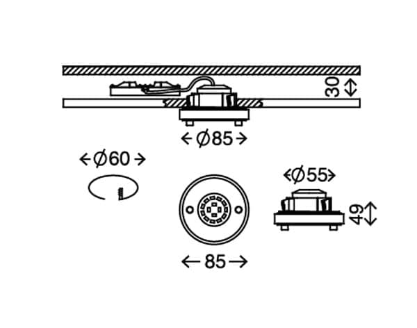 EYE - DOWNLIGHT - 5W - ALUMINIUM - VARM farve - IP44 - 400lm