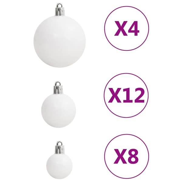 vidaXL julekuglesæt med 111 dele, hvid og grå, polystyren