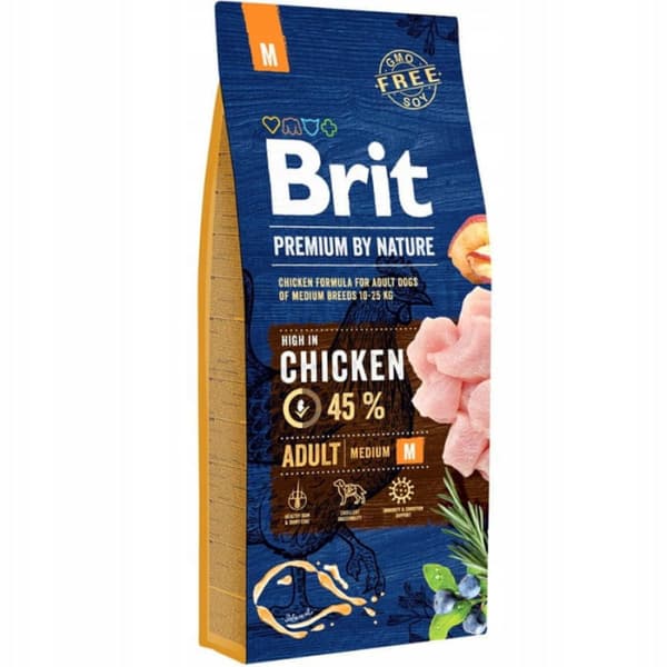 Brit Premium By Nature Adult M 15 kg Kylling Tørfoder