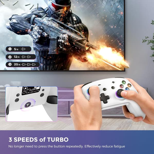 TRÅDLØS LED-CONTROLLER TIL NINTENDO SWITCH LITE OLED HVID TURBO