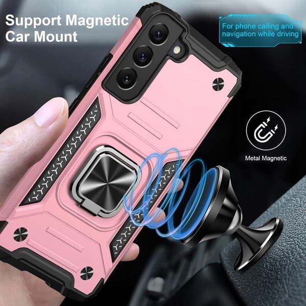 SAMSUNG GALAXY S22+ PINKET, SOLID BESKYTTENDE BAGCOVER MED RING