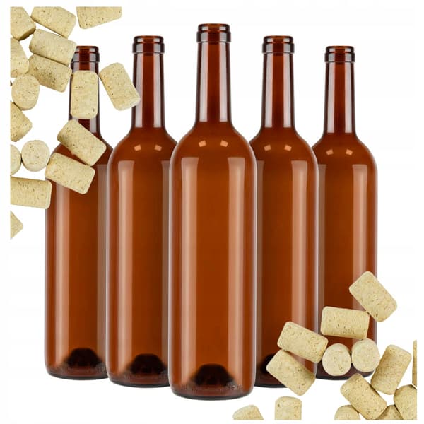 10X VINFLASKOR 0,75L + KORKAR - 3 FÄRGER