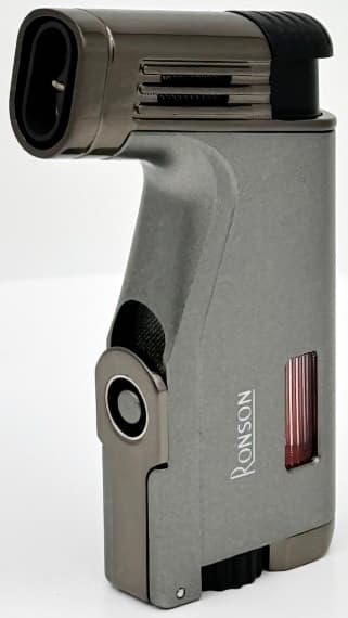 RONSON BREEZE GL120 GRÅ 2-jet jetlighter med hullemaskine