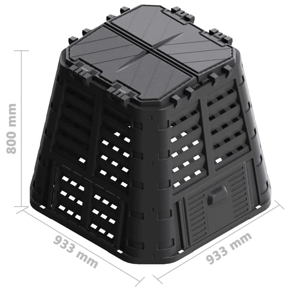 vidaXL havekompostor, sort, 93,3x93,3x80 cm, 480 L