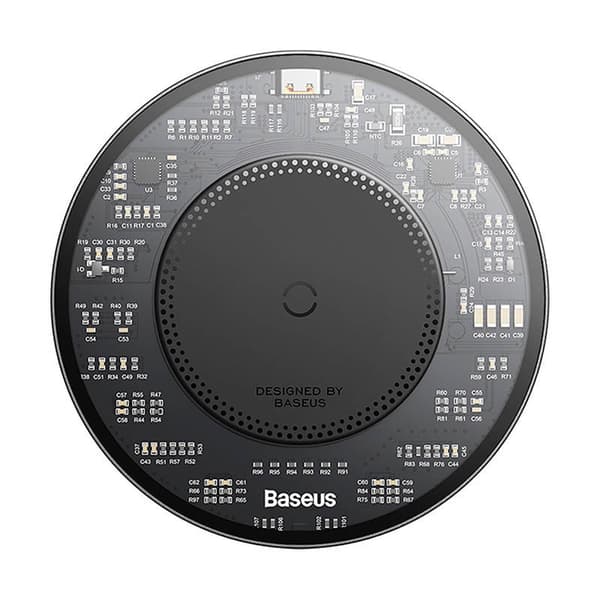 Baseus Simple 2 15W trådløs induktiv oplader med USB-C til USB-C kabel (sort)