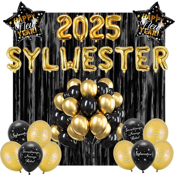 Nyårsafton 2025-set med ballonginskription