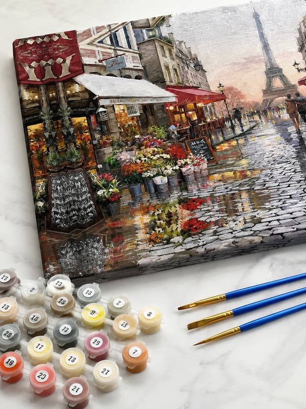 Maleri efter tal med ramme Billeder til maleri - Paris 50x40 cm