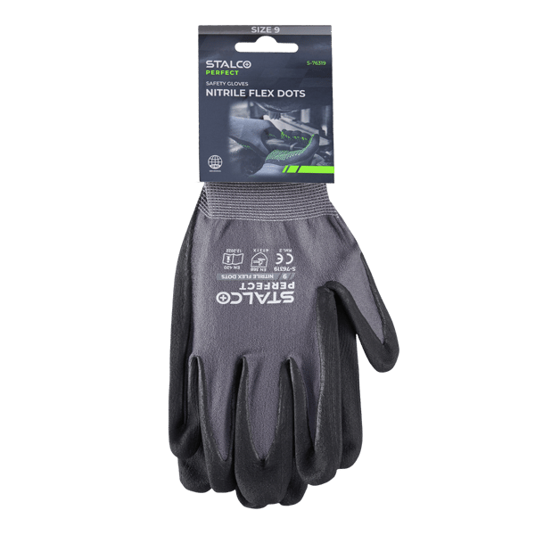 Nylon arbejdshandsker NITRIL FLEX DOTS 9” SALCO PERFEKTE PROFESSIONELLE!