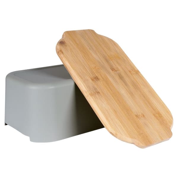 Brödbox med bambubräda grå 33x18,5x12 cm