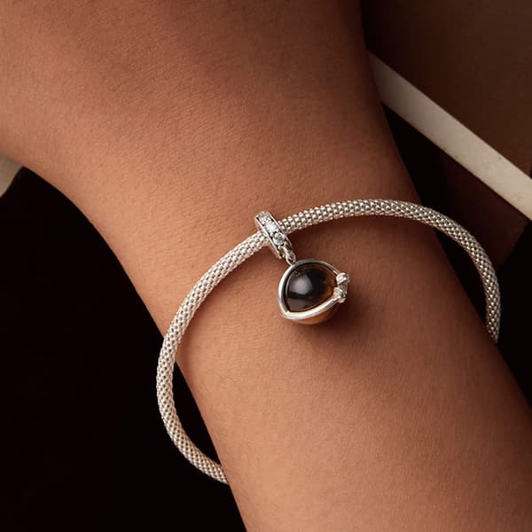 Tigeröga Planet Berlock Silverhänge Pärlor 925 Silver