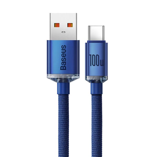 Baseus Crystal Shine USB-C-kaapeli, 100W, 1.2m (sininen)