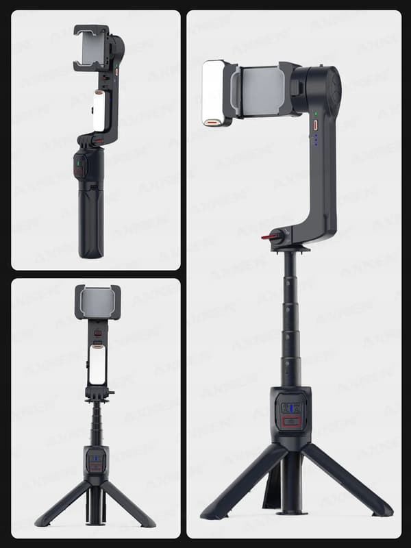2-akset gimbal-stabilisator med udfyldningslys A10-stativ