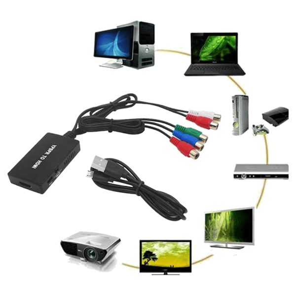 Konverter fra YPbPr til HDMI Komponent videoadapter L/R Audio 5x RCA