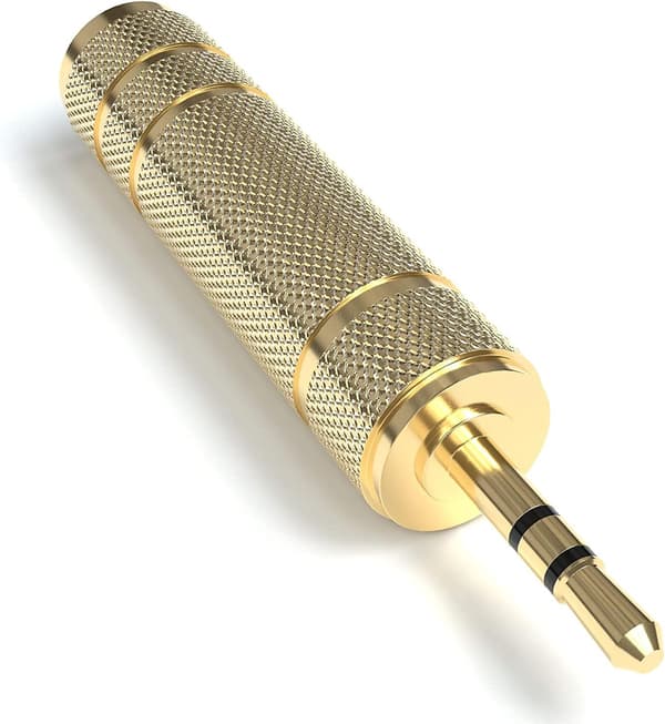 JACK-ADAPTER 3,5 mm TIL 6,35 mm STEREO AUX-ADAPTER GULD
