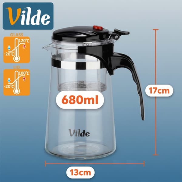 680 ml:n lasikannu yrttiteelle 259415, jossa on pullon pidike