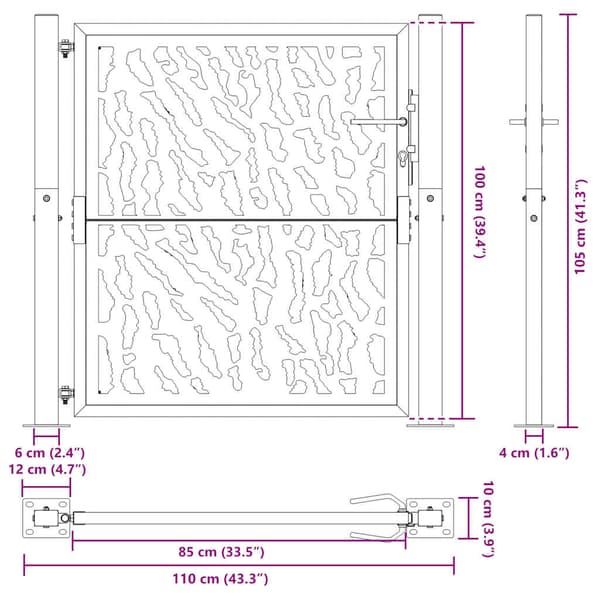 vidaXL havelåge sort 105x106 cm stålkonstruktion