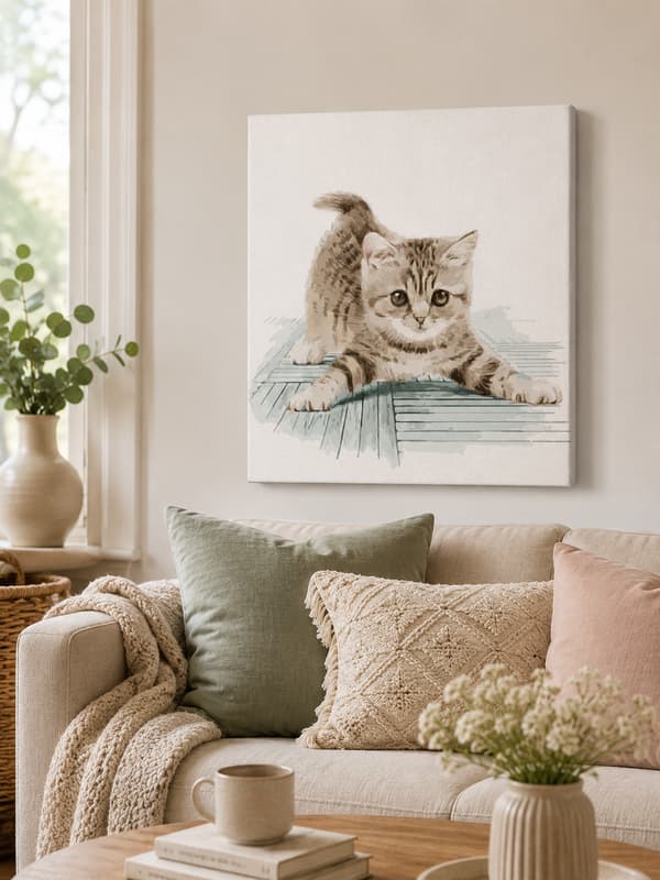 MALING EFTER TAL MED RAMME Billeder til maleri - Klodset kat 40x50 cm