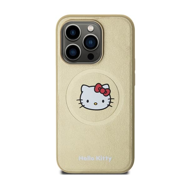 Hello Kitty Läder Kitty Huvud MagSafe - iPhone 13 Pro Max Skal (Guld)