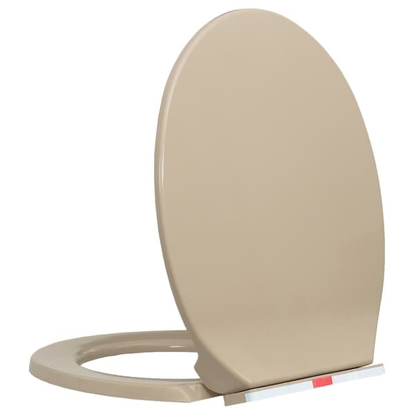 vidaXL Tyst och snabböppnande toalettsits, beige, oval