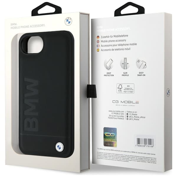 BMW Læderetui med Hot Stamp til iPhone 16e, Sort